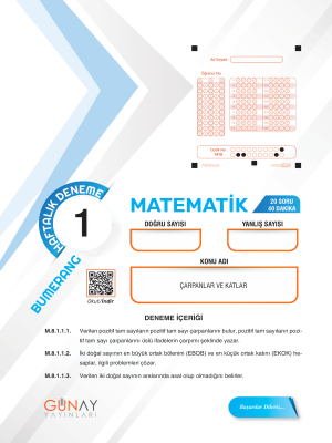 8. SINIF MATEMATİK BUMERANG 32 HAFTALIK DENEME