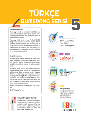 5. SINIF TÜRKÇE -SB- BUMERANG SERİSİ