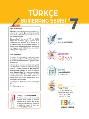 7. SINIF TÜRKÇE -SB- BUMERANG SERİSİ