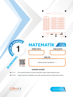 7. SINIF MATEMATİK BUMERANG 32 HAFTALIK DENEME