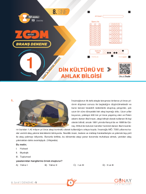 8. SINIF DİN KÜLTÜRÜ -DENEME- ZOOM SERİSİ