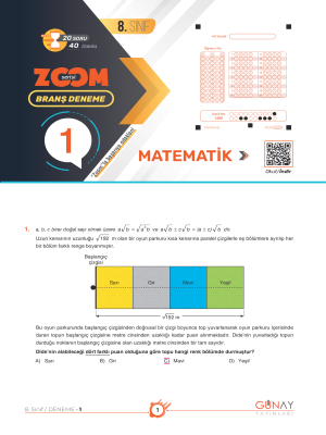 8. SINIF MATEMATİK -DENEME- ZOOM SERİSİ